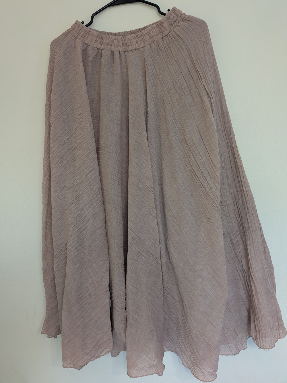 Women's Flowy Whimsigot Crinkle Maxi Boho Skirt - Dusty Mauve 100% Cotton.